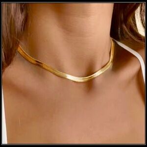 NEW GOLD 5mm HERRINGBONE SNAKE CHAIN CHOKER OMEGA NECKLACE